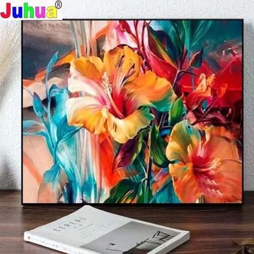 Abstract color flowers 5d diy diamond painting full square round drill diamond embroidery kits wall decoration JH1293