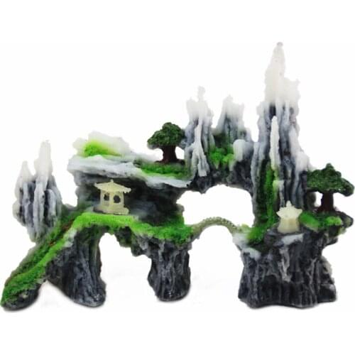 Aquarium ornament resin rockery aquarium landscaping decoration stone mountain 014B jade mountain size 22cmx17cm