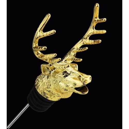 Free Shipping 50pcs Metal Deer Stag Head Wine Pourer Unique Wine Bottle Stoppers Wine Aerators Bar Tools Accessories SN2024