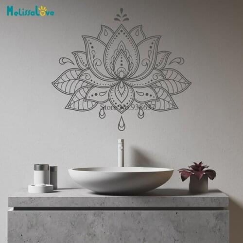 Lotus Flower Decal Big Size Unique Mandala Headboard Boho Bohemian Home Decors Yoga Hindu Art Vinyl Wall Sticker BB875
