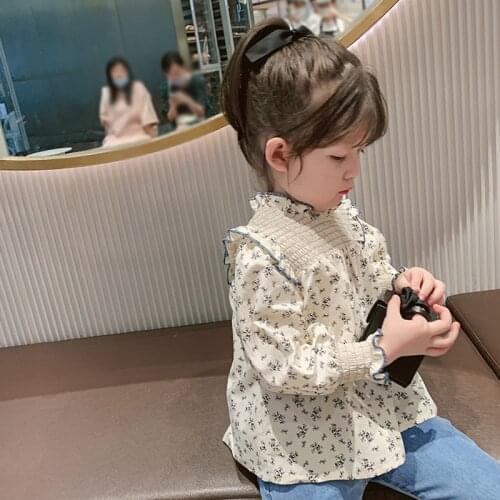 Baby shirt 2020 Korean new girls' floral shirt childrens pure cotton spring and autumn long sleeve top baby shirt