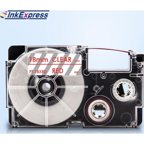 For CASIO Red on Clear Tape XR-18XRD XR 18XRD Label Tape Printer Ribbon 18mm For CASIO Label Maker KL-120 KL-130 XR 12WE