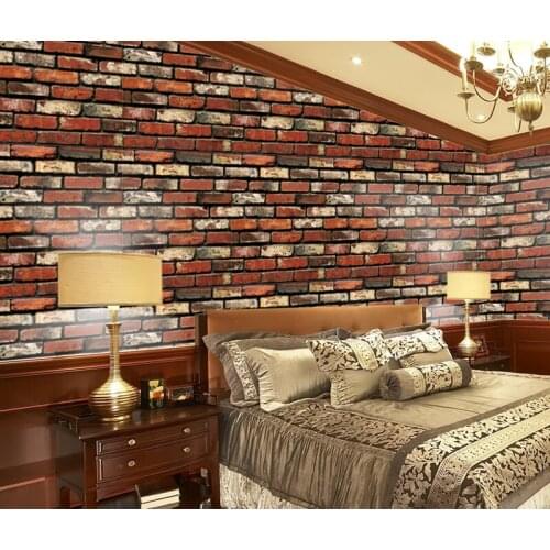 Home Decor 3D PVC Vintage wall sticker Paper Brick Stone Rustic Effect Self-adhesive Home Decor Sticker sticker