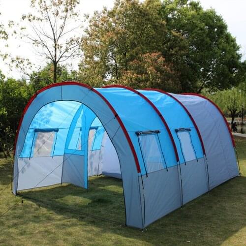 Doule Layer Tunnel Tent 5-10 person Outdoor Camping Family Tent Tourist House
