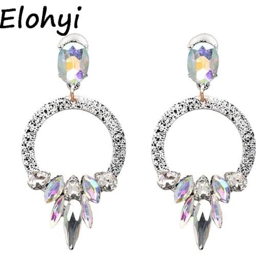 ELOHYI Fashion Vintage Statement Big Earrings For Women Leopard Print Crystal Drop Earring Factory Price Wholesale Oorbell