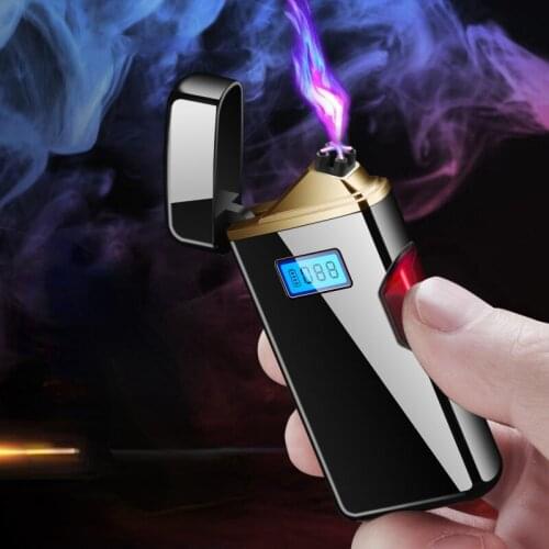 Infrared Induction Lighter Dual Arc Charging Creative Power Display Smoking Accessories for Weed Regalos Para Hombre Originales