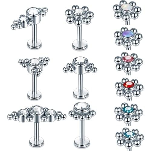 1Pc 16G Steel Labret Stud Tragus Cartilage Earring Punk Cz Gem New Design Tragus Lip Ring Monroe Ear Cartilage Earring Piercing