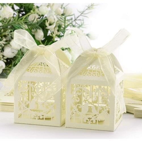 Laser Cut Wedding Favor Boxes,Classical Bird Style Candy Gift Boxes Rustic Wedding Decoration Bridal Shower Party Favor Birthday