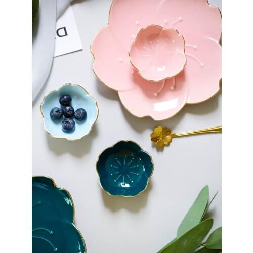 Hot Sale Creative Japanese Style Cherry Blossom Ceramic Tableware Cherry Petals Saucing Dish Delicate Home Seasoning Dish