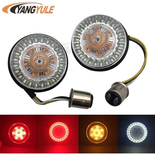 Motorcycle Bullet Turn Signal Indicator Light Lamp 1157 White/Amber LED Inserts Light For Moto Sportster Dyna FLSTF
