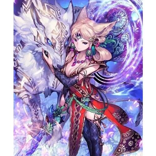 5D DIY Anime Girl And Wolf Diamond Painting Full Drill Embroidery Cross Stitch Mosaic Craft Kit Home Decor Christmas Gift