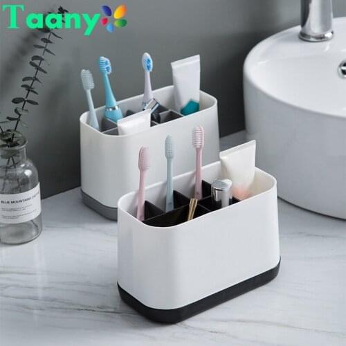 Wall Mounted Bathroom Toothbrush Draining Rack Toothpaste Holder Bedroom Storage Shelf Home Storage Box Makeup Brush Rack Tool