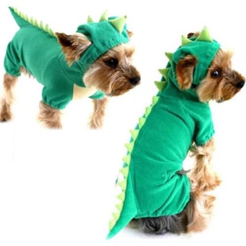 New Creative Solid Cute Pet Dog Cat Green Dinosaur Dragon Fancy Cloth Cosplay Costume Outfit Clothes Puppy Clothes