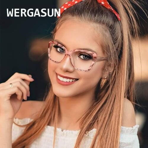 WERGASUN TR90 Women Fashion Cat Eye Anti Blue Light Glasses Cat Eye Black Frame Blue Light Blocking Computer Clear Lens Eyewear