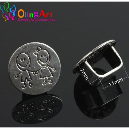 OlingArt 17*9mm 6/12/18 Pcs/Lot fashion jewelry clasps Round belt buckle Boy girl for flat leather cord bracelet DIY