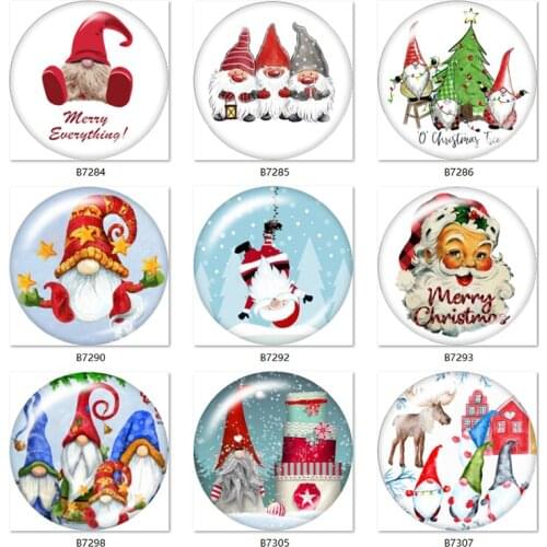 CHRISTMAS TREE GNOMES Santa Claus gifts 10pcs mixed Round photo glass cabochon jewelry flat back Making findings B7281