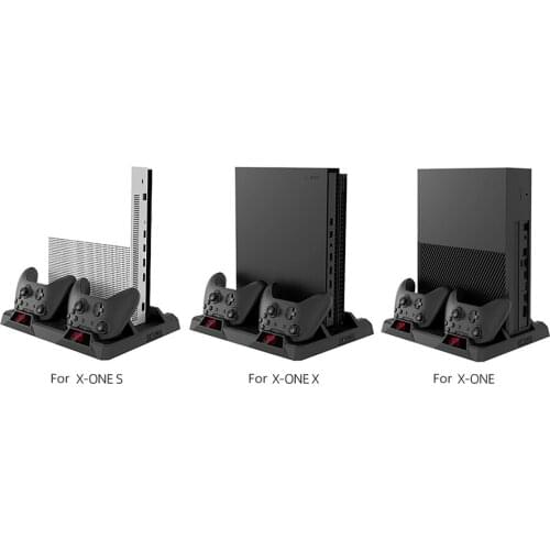 Dual Controllers Charging Stand Multifunctional Charging Base with Cooling Fan for XBOX ONE/X/S Game Console Accessories