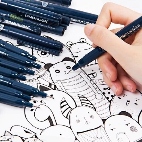 LifeMaster Simbalion Drawing Pen Black Fineliner Manga Architecture Design Pigment Ink Water-proof Sketch Art Supplies DP-54