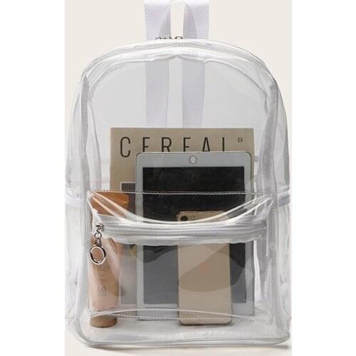 Novel Design Backpack for Girls Ladies Fashionable Schoolbag Transparent Pvc Shoulder Bag Multi Function Double Should Bag