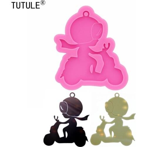 Electric car Rider Keychain Silicone mold,Shiny Glossy Polymer Clay Mould Keychain Epoxy Resin Charms Jewelry earring Mold