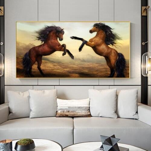 Modern Animal Horse Painting on Canvas Landscape Poster and Print Cuadros Wall Art for Living Room Home Decor (No Frame)