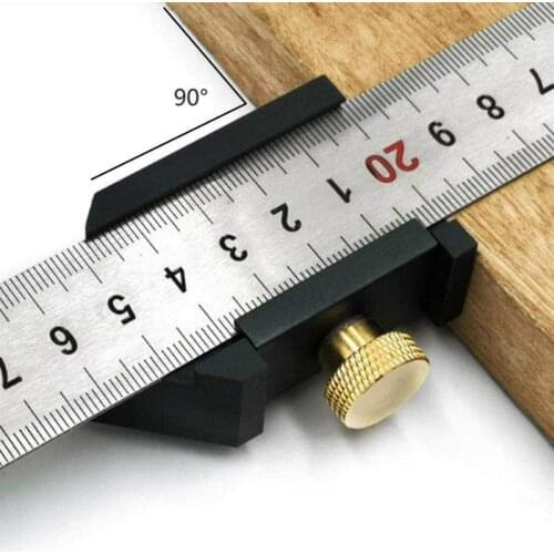 Steel Ruler Positioning Block Alloy Angle Scriber Line Marking Gauge for Ruler Locator DIY Carpentry Scriber Measuring Tools