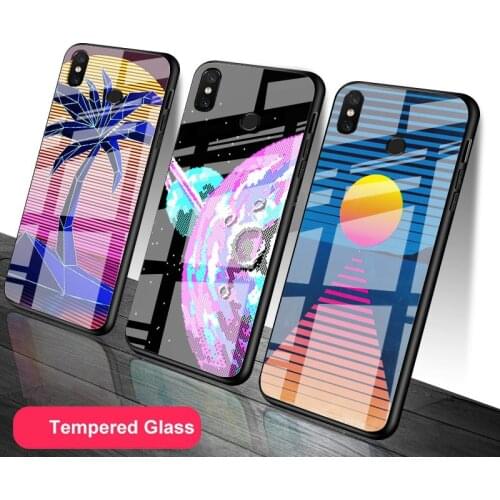 Synthwave Vaporwave Art Tempered Glass Phone Case For Redmi Note 5 6 7 8 9 Pro Note8T Note9S Redmi8 9 Cover Shell