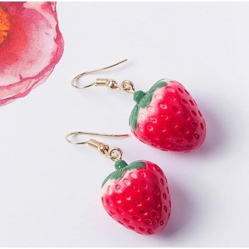Vintage Cute Fruit Strawberry Earrings for Women Statement Ear Jewelry Gifts