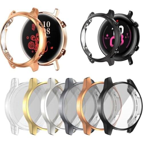 TPU Soft Edge Glass Screen Protector Case Shell Frame For Huawei GT 2 42mm Smart Watch GT2 Protective Bumper Cover Accessories
