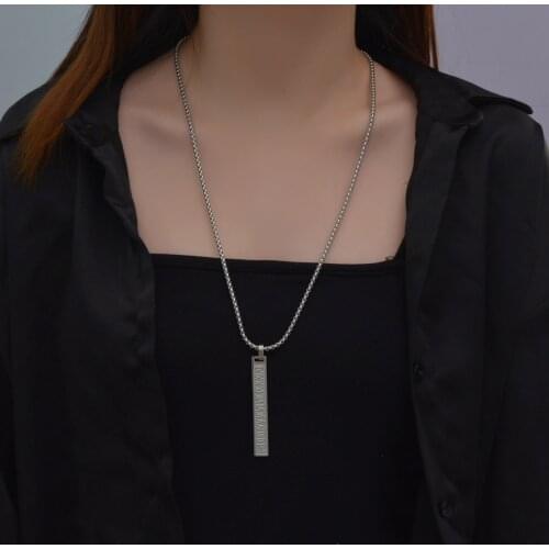 Stainless Steel Roman Number Rectangle Necklace Women Man Fashion Jewelry Simple Choker Temperament Pendant Party Birthday Gift