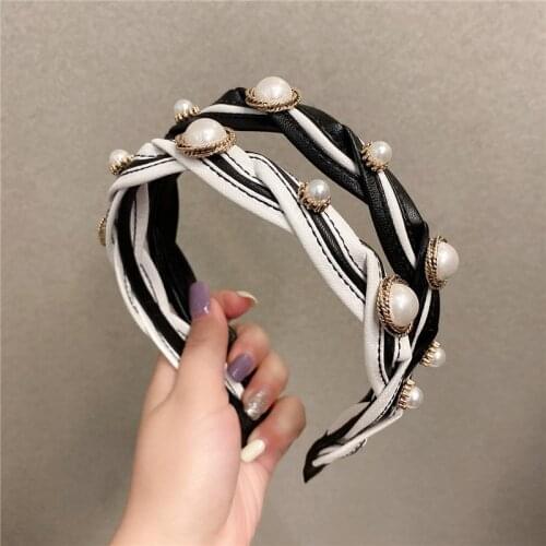 Leather Black White Letter Hairbands For Women Hair Accessories For Girls Headband Hair Band Colorful Crystal Headbands