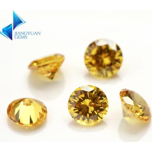 1000pcs 0.8~4mm 5A Cubic Zirconia Loose cz stone Hot Sale Golden Yellow cz round cut Synthetic gems stone