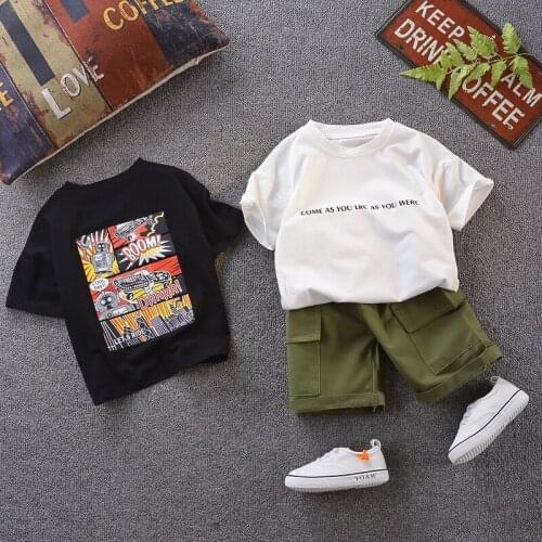 2021 Summer Children Clothes Baby Boys/Girls Clothing Printed T-Shirt+Denim Shorts 2Pcs/Sets Infant Kid Fashion Toddler Tracksui