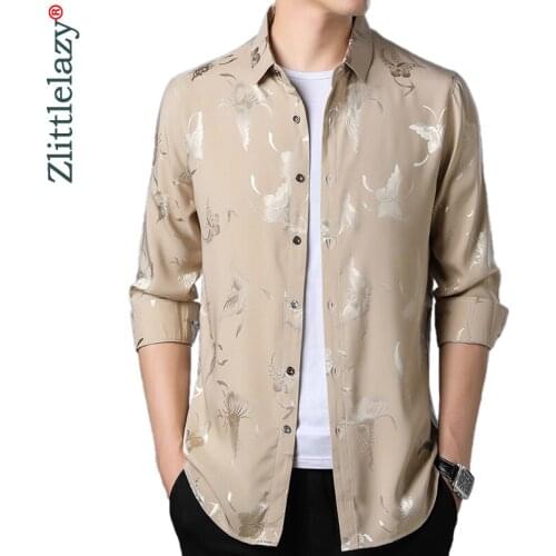 2020 Brand Casual Luxury Autumn Long Sleeve Slim Fit Men Shirt Streetwear Social Dress Butterfly Shirts Mens Fashions Jersey 112