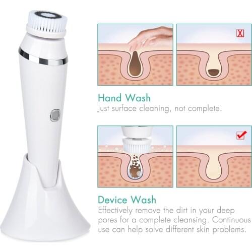 4 in 1 Electric Facial Cleansing Brush Sonic Vibration Face Cleaning Tool Exfoliating Cleanser Skin Care Washing Beauty Machine