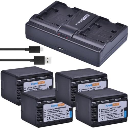 4x 3600mAh VW-VBK360 VW VBK360 VBK360 Battery and Charger for Panasonic HDC-HS80 SD40 SD60 SD80 SDX1 SDR-H100 HS60 HS80 H85 H95