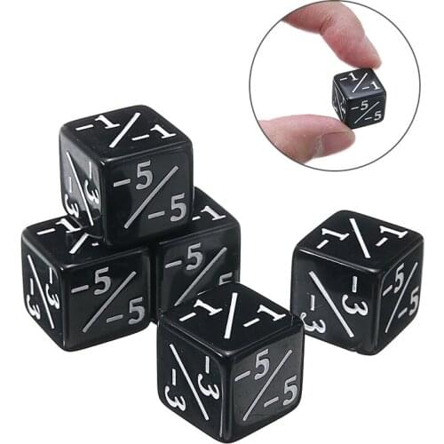 5pcs Black Negative -1/-1 Black Dice Counters Interesting Outdoor School Activities Gaming Dice Set