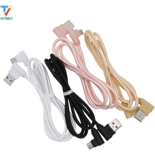 500pcs/lot High quality L-shaped cloth Braided data cable Micro 5pin 8pin Type-C cable Date Sync Charger Cable for smartphone