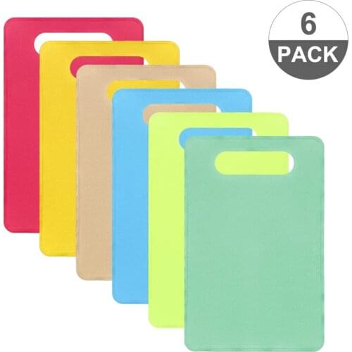6 Pcs Chopping Board Flexible Plastic BPA Free Antibacterial Colour Coded Non-Slip for Fish Bread Vegetable Fruit Kitchen Tools