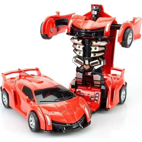 RCtown Mini Transformation Car Robot Toys Cartoon Deformation Crash PK Car Inertial Transformation Robots Toys for Children zk25