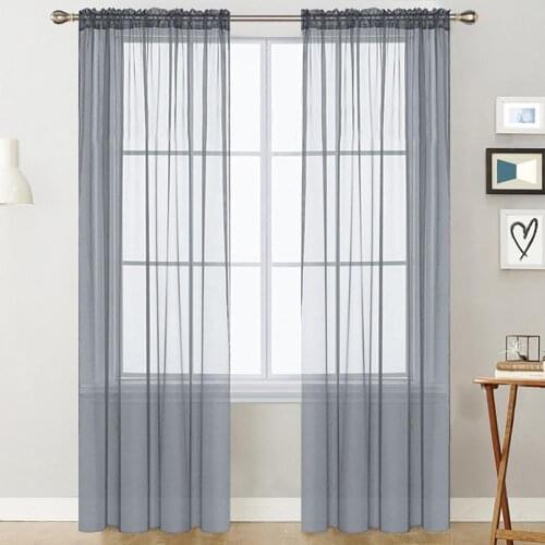 White Curtain 1Pc Solid Color Sheer Tulle Window Curtain Drape Living Room Balcony Patio Room Garden Window Decoration