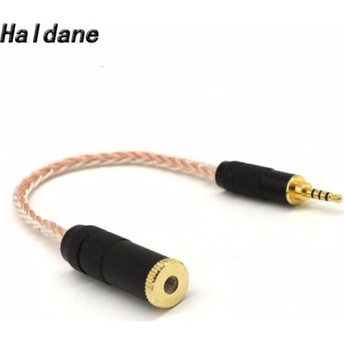 Free Shipping Haldane 10cm 8 core Copper Silver Plated wires 2.5mm TRRS Balanced to 4.4mm Balanced Female Audio Adapter Cable