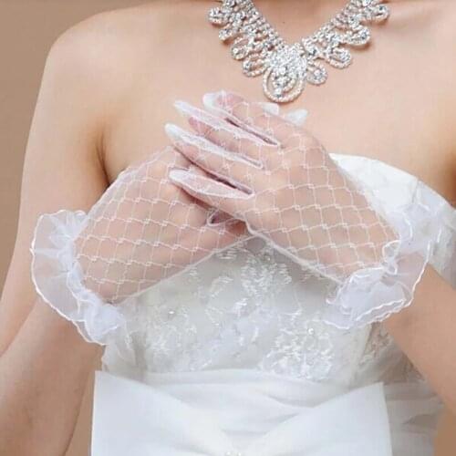 Black Red White Ivory Short Lace Gloves Women Party Lace Gloves Wedding gloves For Wedding Supplies