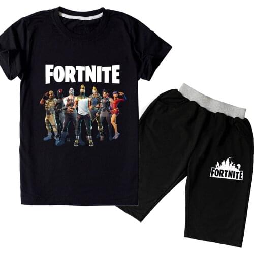 Kids Boy Summer Cotton T-shirt Shorts Suit Fortnite Short Sleeve T Shirt + Shorts Fortnites Fashion Childrens Clothing Sets