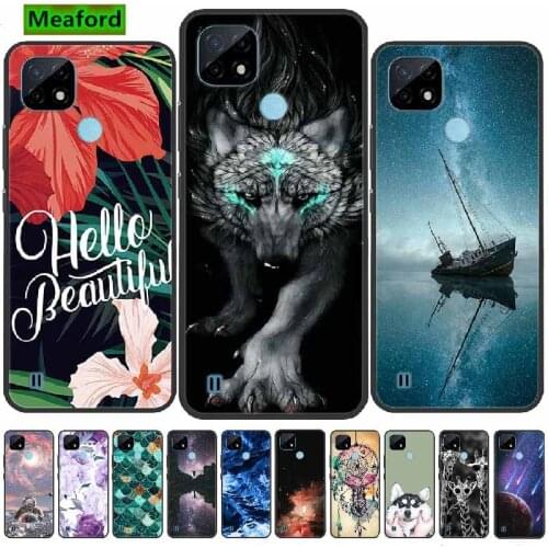 Case For Realme C21 Soft TPU Silicone Back Cover Phone Cases For OPPO Realme C21 C20 C 21 Case RealmeC21 Protective Fundas Wolf