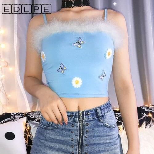 Butterfly Hair Sexy Fashion Suspender Crop Tops New Cute Unif Y2k Accessories Crop Tops Women 2020 Sexy Streetwear