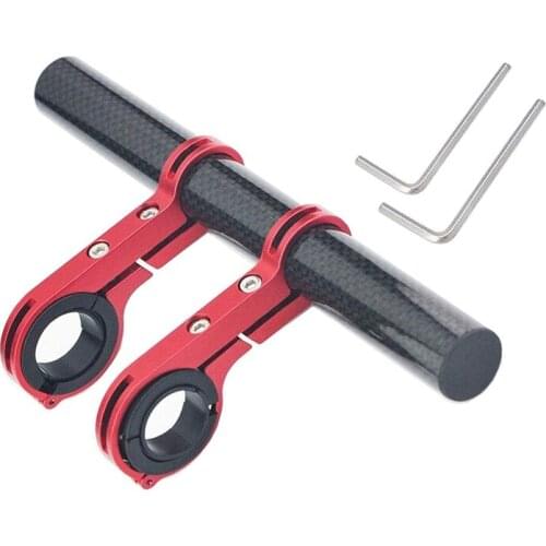 Double Clip Carbon Fiber Bicycle Handlebar Extension Lamp Bracket Telephone Bracket Space Saving Plus 2 Hex Wrench