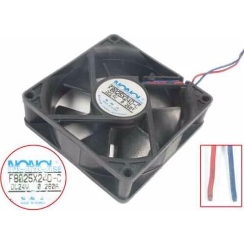 NONOISE F8025X24D Server Cooling Fan DC 24V 0.260A 80x80x25mm 2-wire