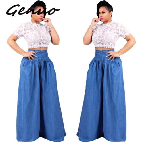 Genuo New 2019 Spring Womens Pants High Waist Wide Leg Pants For Women Solid Color Casual Sashes Long Female Pants