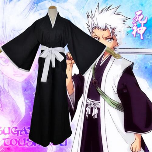 Unisex Adults Japanese Anime Bleach Kurosaki Ichigo Robe Cloak Coat Kimono Halloween Costume Cosplay for Mens Womens Plus Size